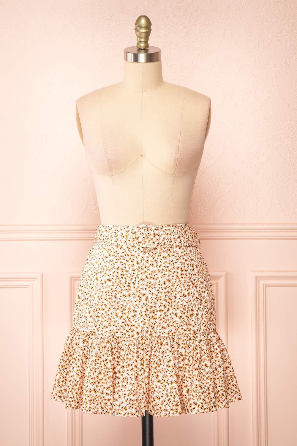 Ginny Short Floral Skirt w/ Ruffles | Boutique 1861 front view 