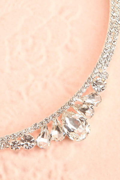 Gisele Rhinestones & Silver Collar Necklace | Boutique 1861 flat close-up