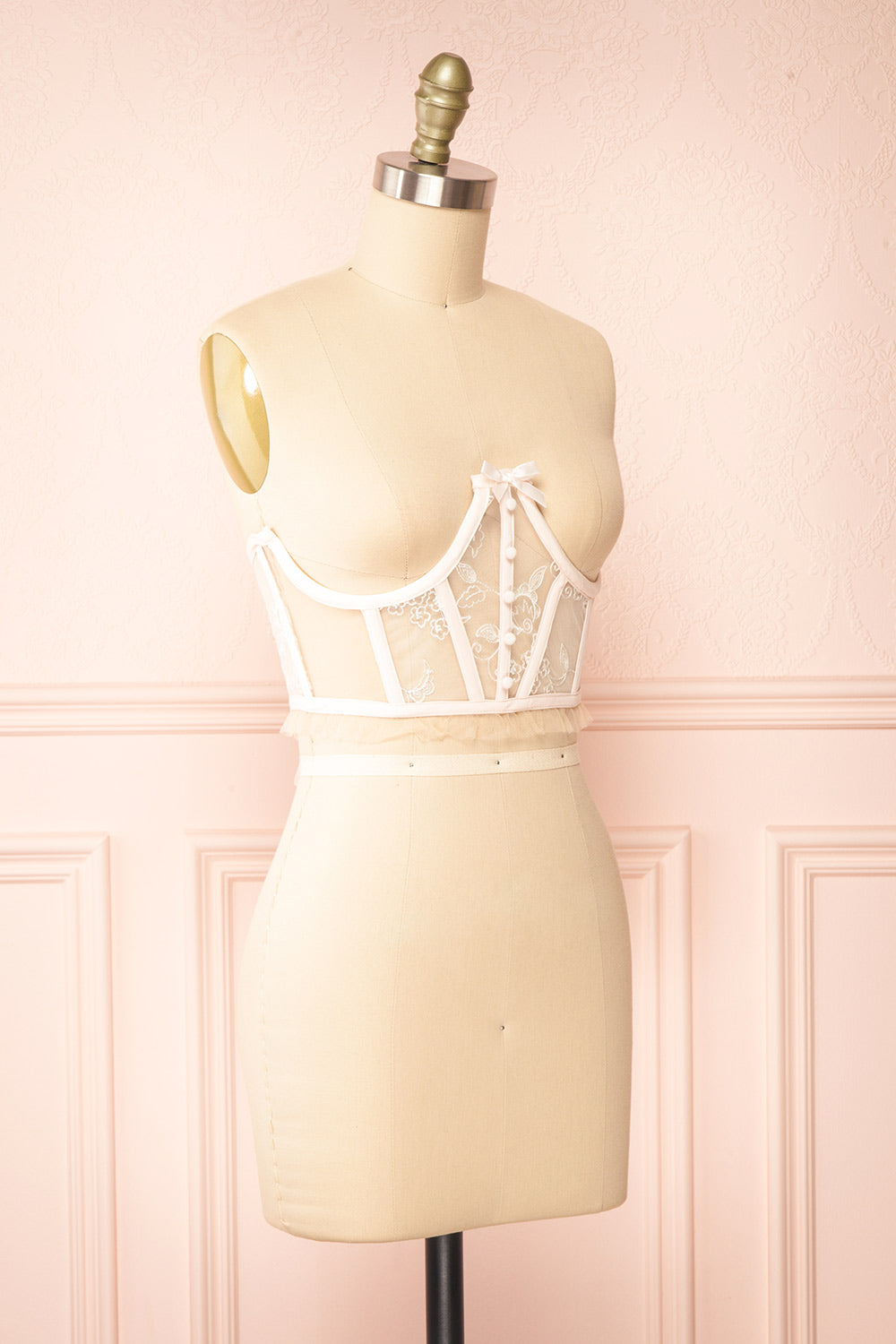 Gisselle Underbust Corset w/ White Embroidery | Boutique 1861 side view