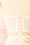 Gisselle Underbust Corset w/ White Embroidery | Boutique 1861 back close-up