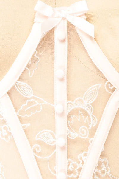 Gisselle Underbust Corset w/ White Embroidery | Boutique 1861 fabric