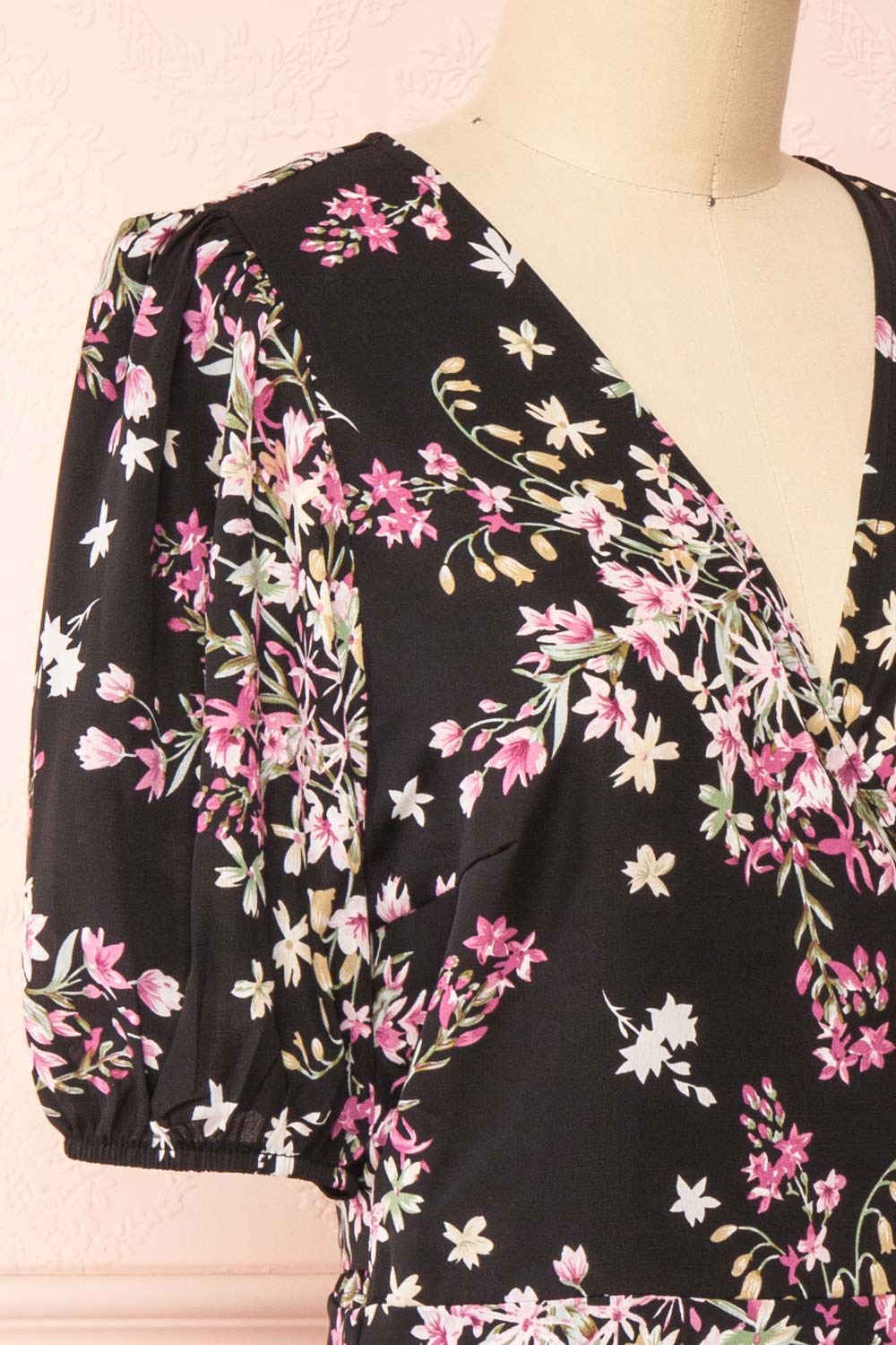 Gladenbach Floral High Low Wrap Dress | Boutique 1861 side close-up