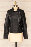 Gladsaxe Black Cropped Faux Leather Jacket | La petite garçonne close view