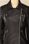 Gladsaxe Black Cropped Faux Leather Jacket | La petite garçonne  close close-up