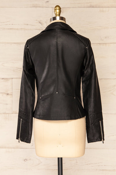 Gladsaxe Black Cropped Faux Leather Jacket | La petite garçonne  back view