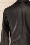 Gladsaxe Black Cropped Faux Leather Jacket | La petite garçonne  back close-up