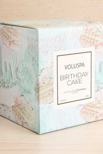 Glass Candle Birthday Cake | Voluspa | Boutique 1861 box close-up