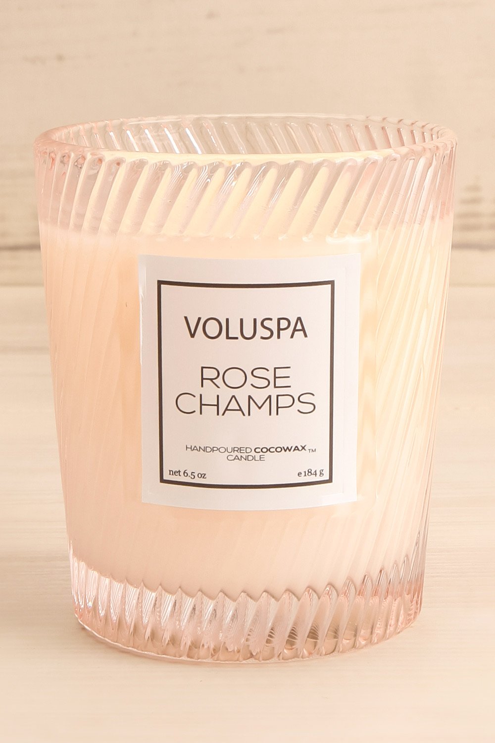 Glass Candle Rose Champs | Voluspa | La Petite Garçonne  front close-up