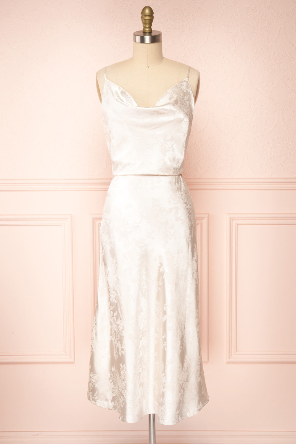 Glib Ivory Cowl Neck Midi Dress | Boutique 1861 front view