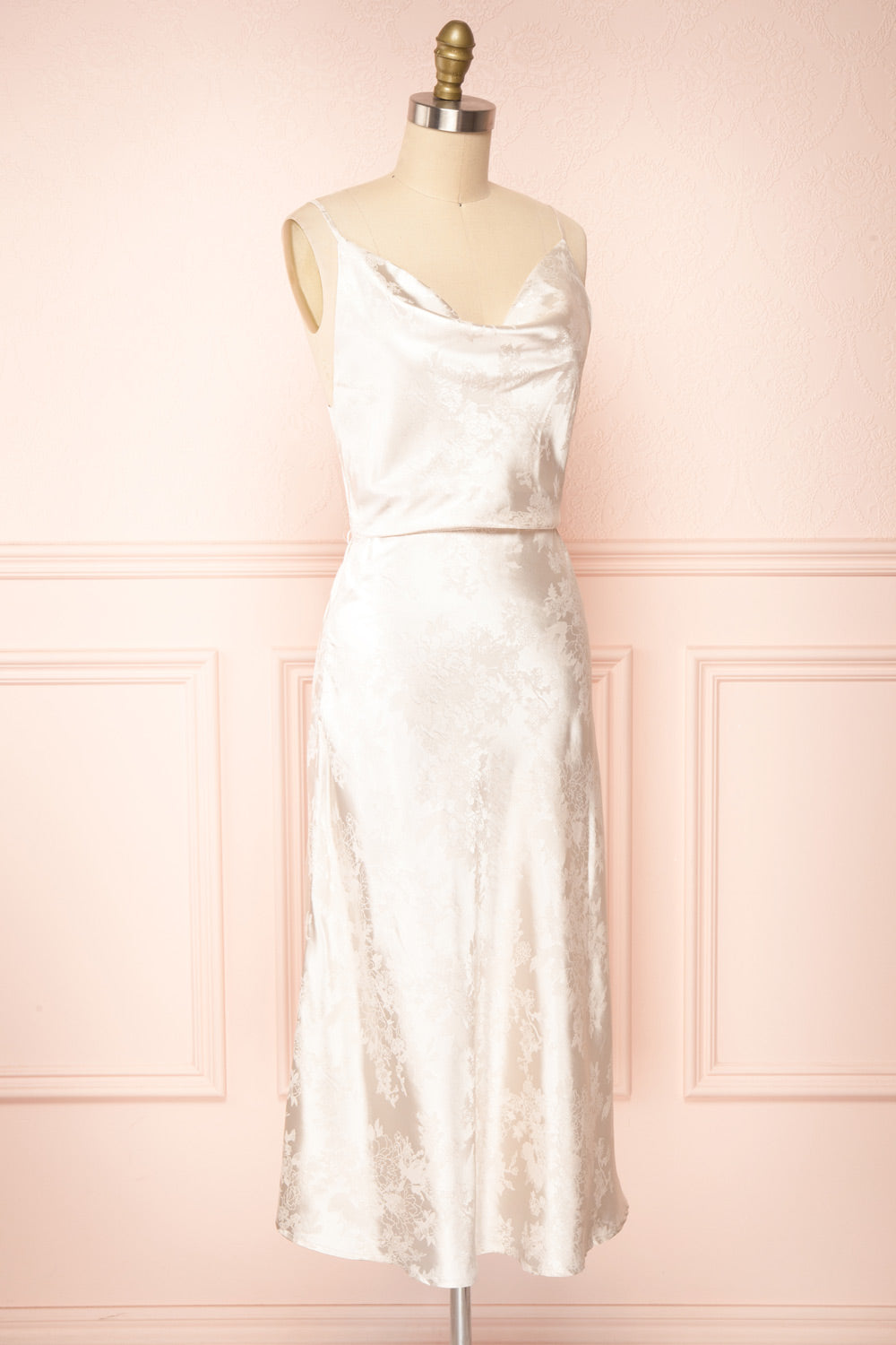 Glib Ivory Cowl Neck Midi Dress | Boutique 1861 side view