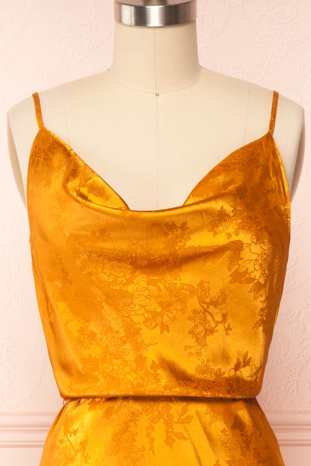 Glib Rust Cowl Neck Midi Dress | Boutique 1861 front close up