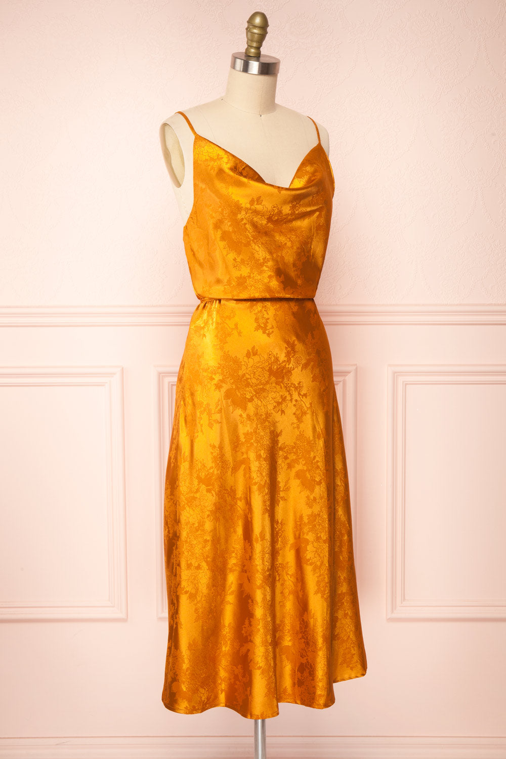 Glib Rust Cowl Neck Midi Dress | Boutique 1861 side view