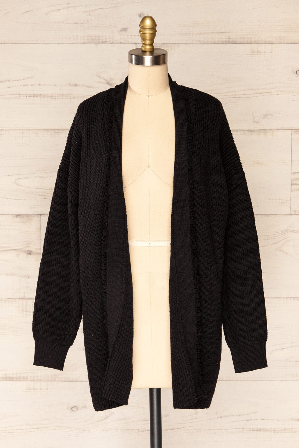 Glione Black Knit Cardigan w/ Belt | La petite garçonne front view