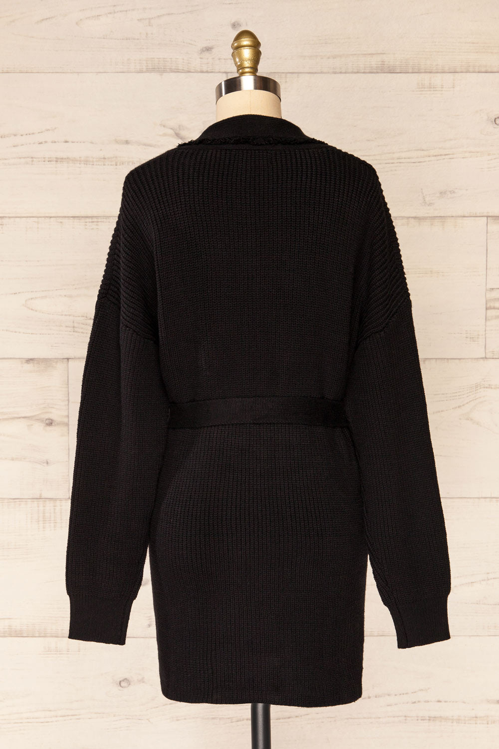 Glione Black Knit Cardigan w/ Belt | La petite garçonne  back view