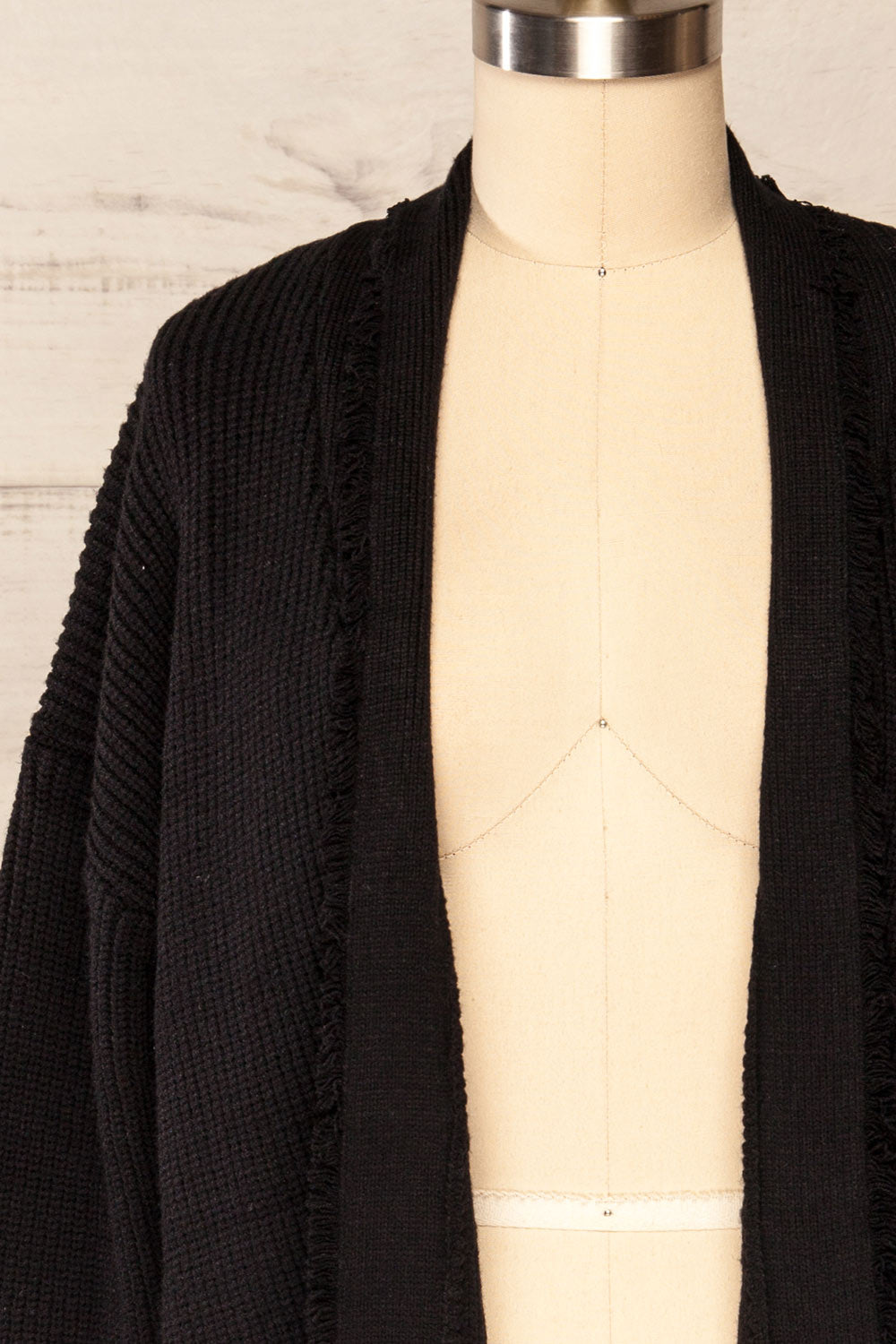 Glione Black Knit Cardigan w/ Belt | La petite garçonne front close up