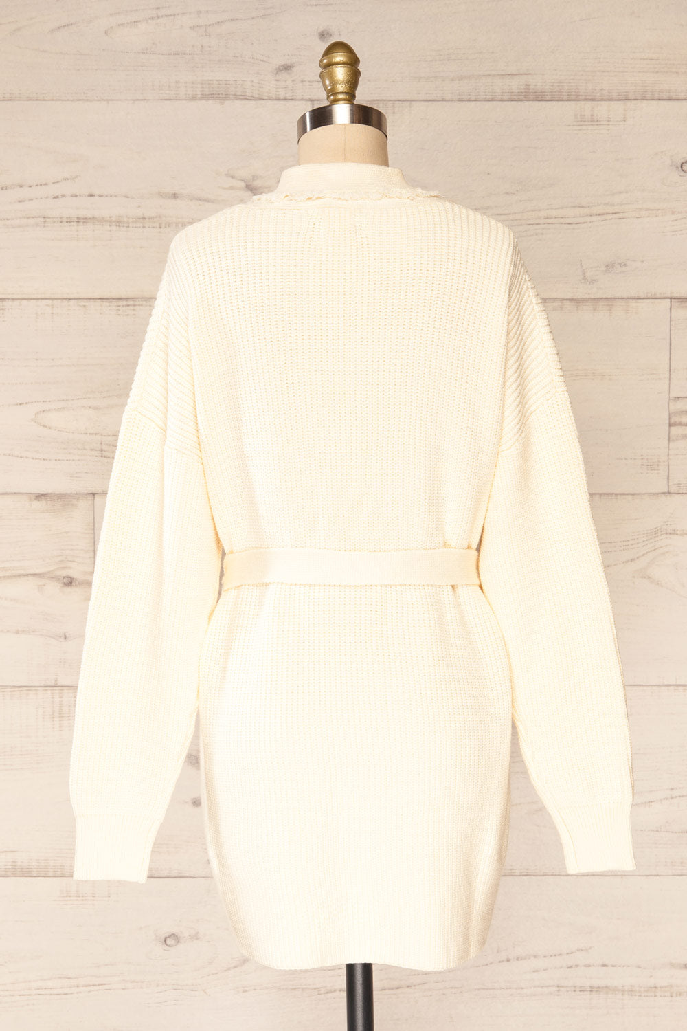 Glione Ivory | Knit Cardigan w/ Belt back view