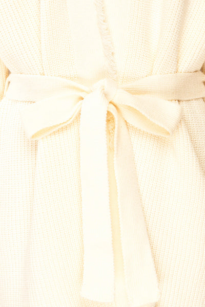 Glione Ivory | Knit Cardigan w/ Belt details