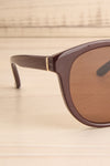 Gluck Brown Wayfarer Sunglasses side close-up | La Petite Garçonne