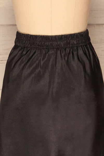 Glyfada Black Silky Midi Skirt back close up | La Petite Garçonne