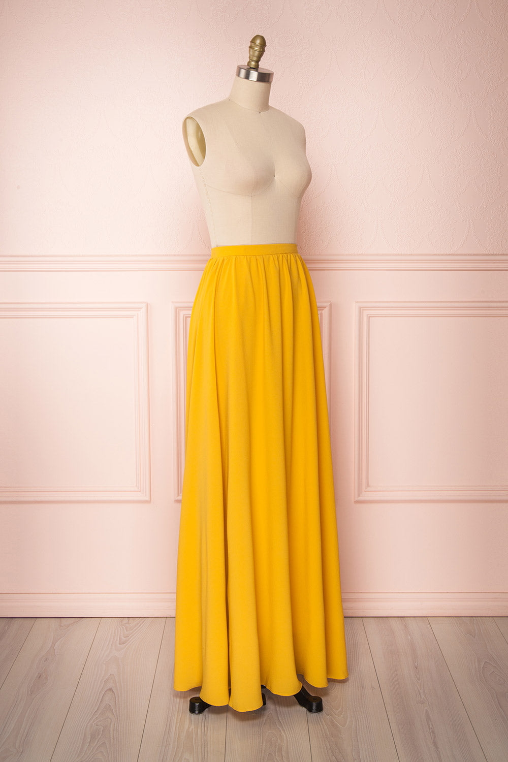 Mustard yellow chiffon maxi clearance skirt