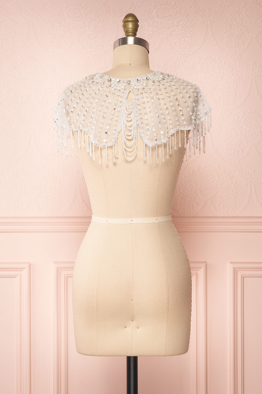 Godavani White Mesh Shawl with Ornements | Boudoir 1861 back view