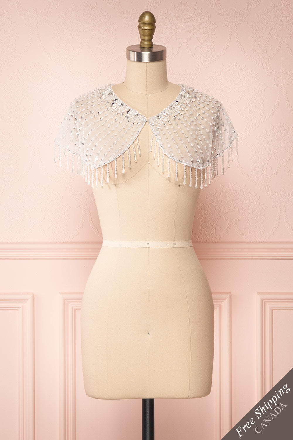 Godavani White Mesh Shawl with Ornements | Boudoir 1861 front view