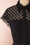 Goja Black Lace Short Sleeve Midi Dress | Boutique 1861 front close-up