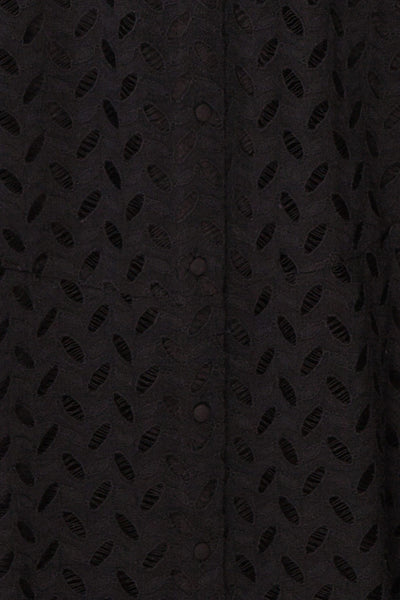 Goja Black Lace Short Sleeve Midi Dress | Boutique 1861 fabric