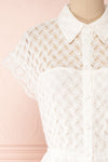 Goja White Lace Short Sleeve Midi Dress | Boutique 1861 front close-up