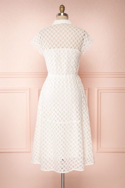 Goja White Lace Short Sleeve Midi Dress | Boutique 1861 back view