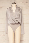 Golfo Striped Wrap Bodysuit w/ Long Sleeves | La petite garçonne front view