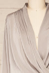 Golfo Striped Wrap Bodysuit w/ Long Sleeves | La petite garçonne front close-up