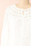 Golnaz Midi Ivory Layered Dress | Boutique 1861 front close-up