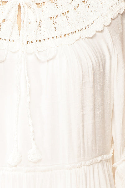 Golnaz Midi Ivory Layered Dress | Boutique 1861 fabric