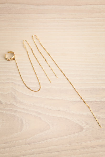 Gothique Gold Asymmetric Long Chain Earrings | La petite garçonne