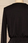 Gouveia Black Long Sleeve V-Neck Jumpsuit | La petite garçonne back close-up