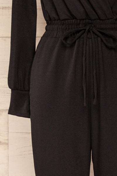 Gouveia Black Long Sleeve V-Neck Jumpsuit | La petite garçonne sleeve
