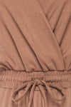 Gouveia Mocha Long Sleeve V-Neck Jumpsuit | La petite garçonne fabric
