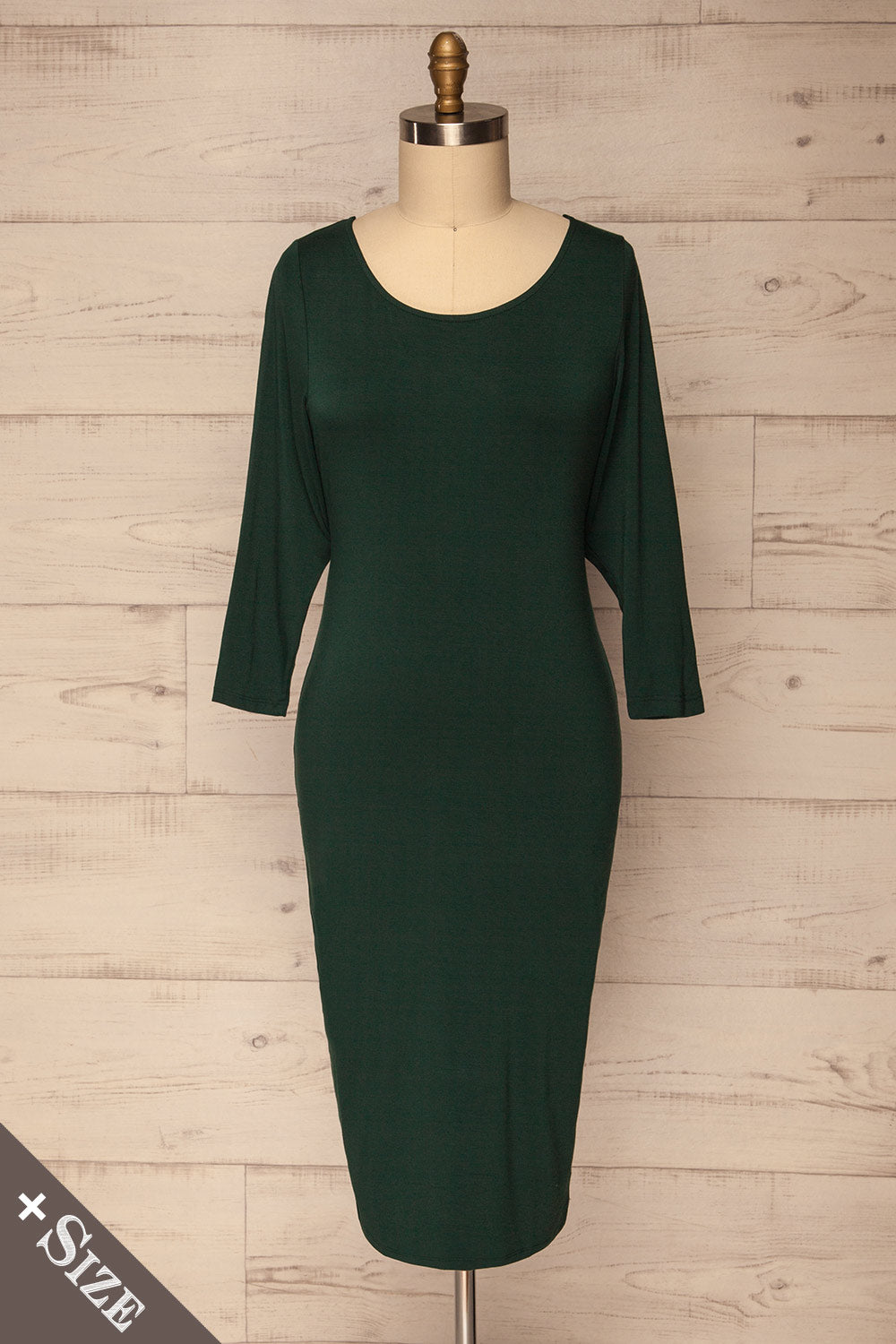Goveradi Dark Green Fitted Midi Dress | La Petite Garçonne