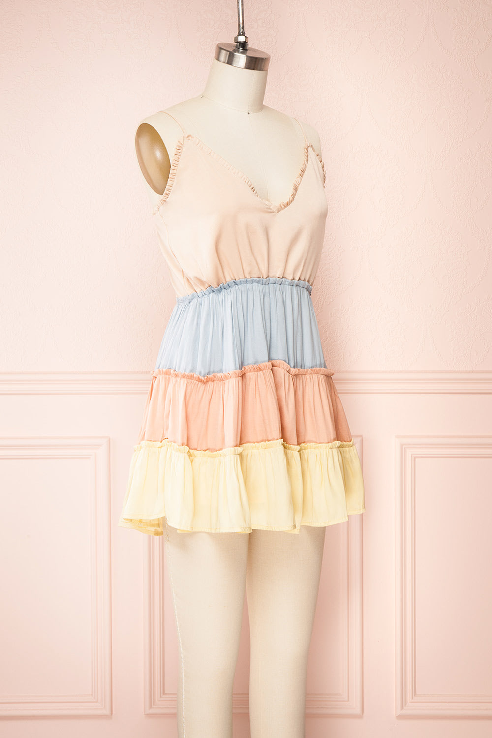 Gowri Multicolored Layered Romper w/ Ruffles | Boutique 1861 side view 