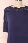 Goyave Dark Navy Blue Lace Knit Short Sleeved Top | Boutique 1861 2