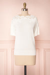 Goyave Light White Lace Knit Short Sleeved Top | Boutique 1861 1