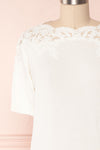 Goyave Light White Lace Knit Short Sleeved Top | Boutique 1861 2