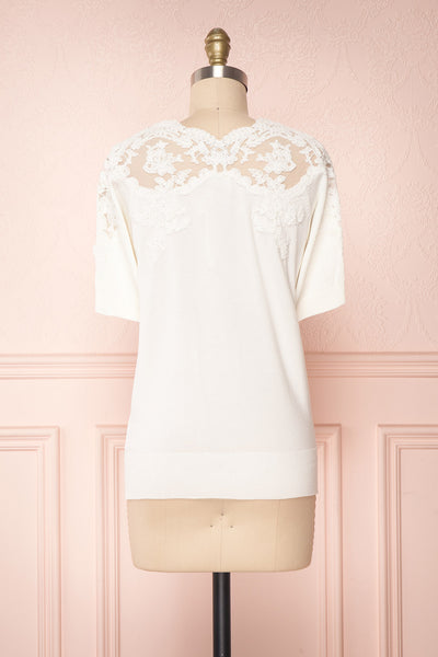 Goyave Light White Lace Knit Short Sleeved Top | Boutique 1861 5