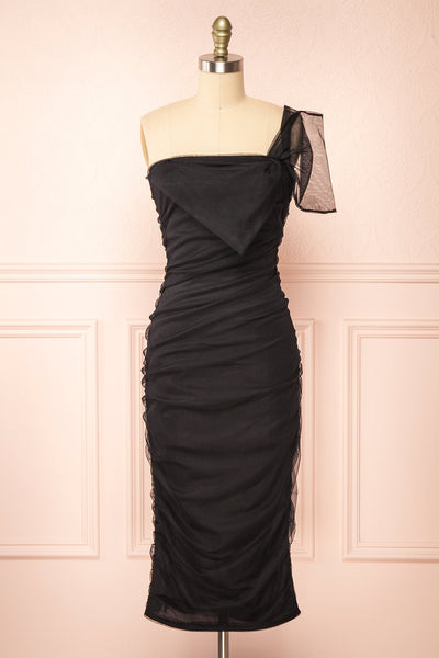 Graatsia Black Tulle Midi Dress | Boutique 1861 front view