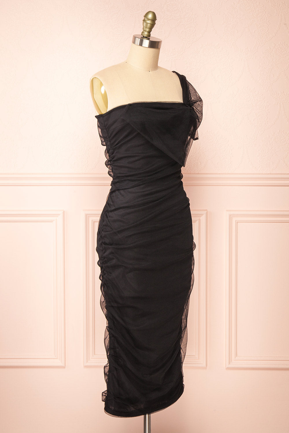 Graatsia Black Tulle Midi Dress | Boutique 1861 side view 