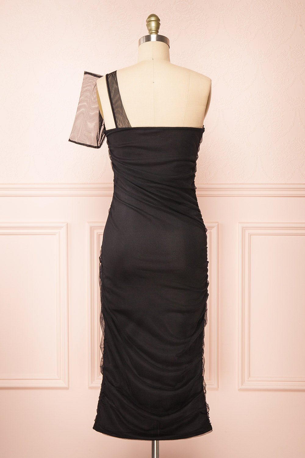 Graatsia Black Tulle Midi Dress | Boutique 1861 back view 