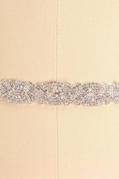Gracelyn White Ribbon Belt w/ Rhinestones | Boutique 1861 close-up