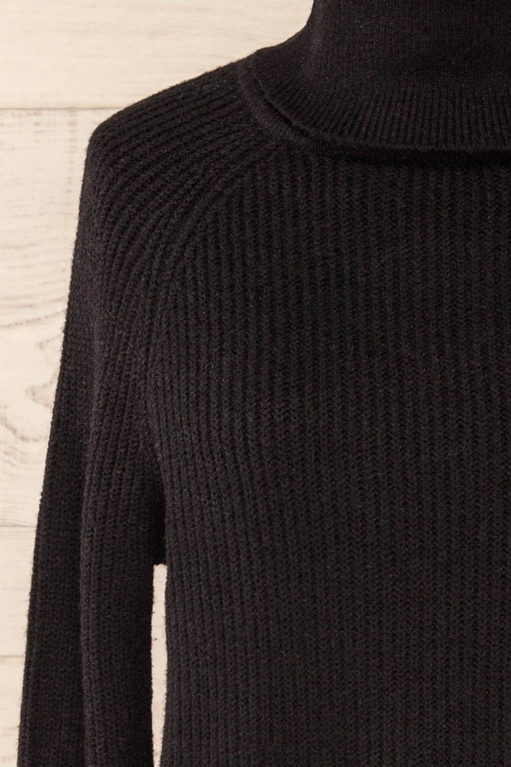 Granby Black Knit Turtleneck Sweater | La petite garçonne front close-up