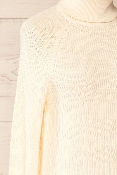Granby Ivory Knit Turtleneck Sweater | La petite garçonne side close-up